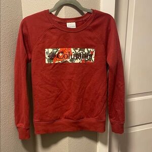 Columbia Brick Red Sweatshirt with Floral Accent